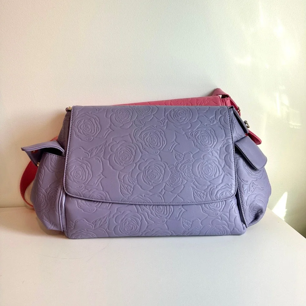 Lot‎ of 2 Style by Leigha Embossed Rose Diaper Bags - Pink & Lavender Purple